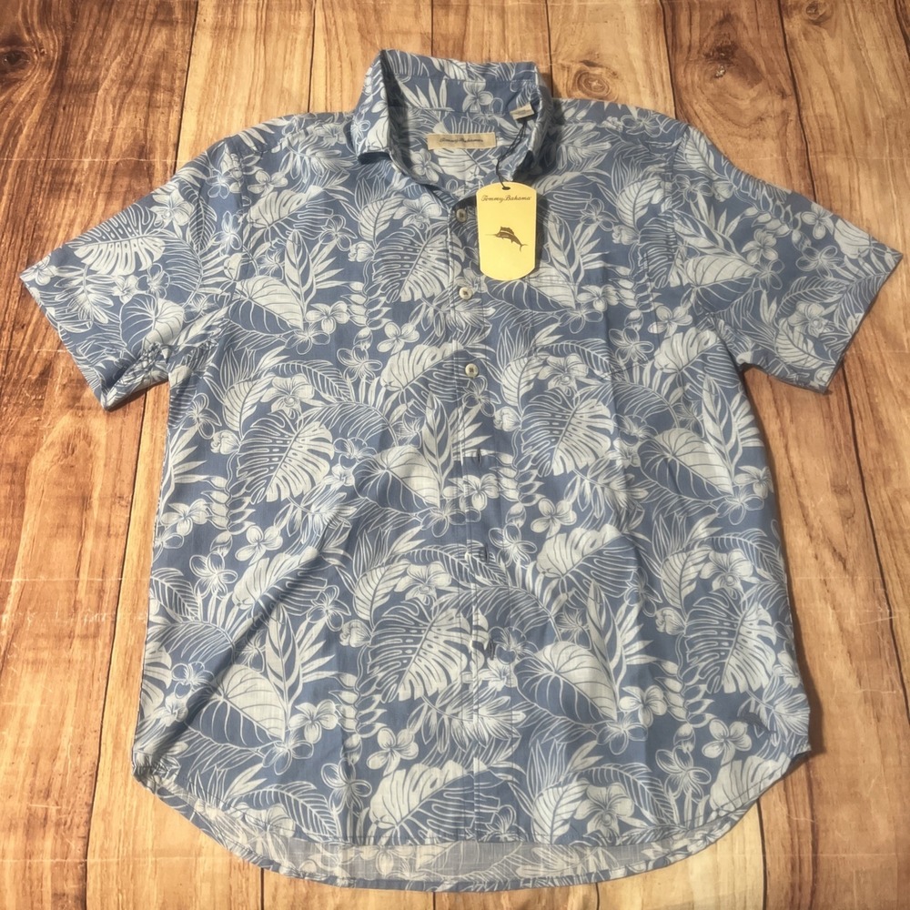 NWT Tommy Bahama Button Down Men's M Victoria Blue Tropical Floral Shirt
